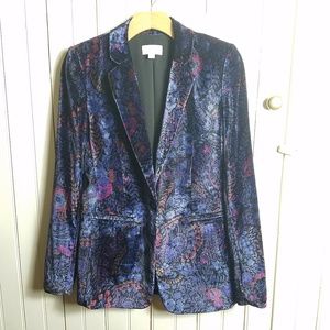 Loft Purple Velvet Paisley Blazer